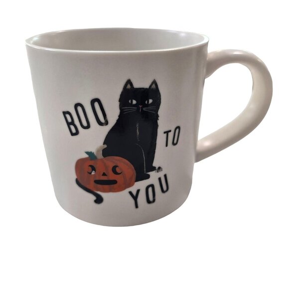 Halloween NWT Boo To You 16oz White Hyde & EEK Halloween 24 coffee mug black cat - Picture 2 of 6